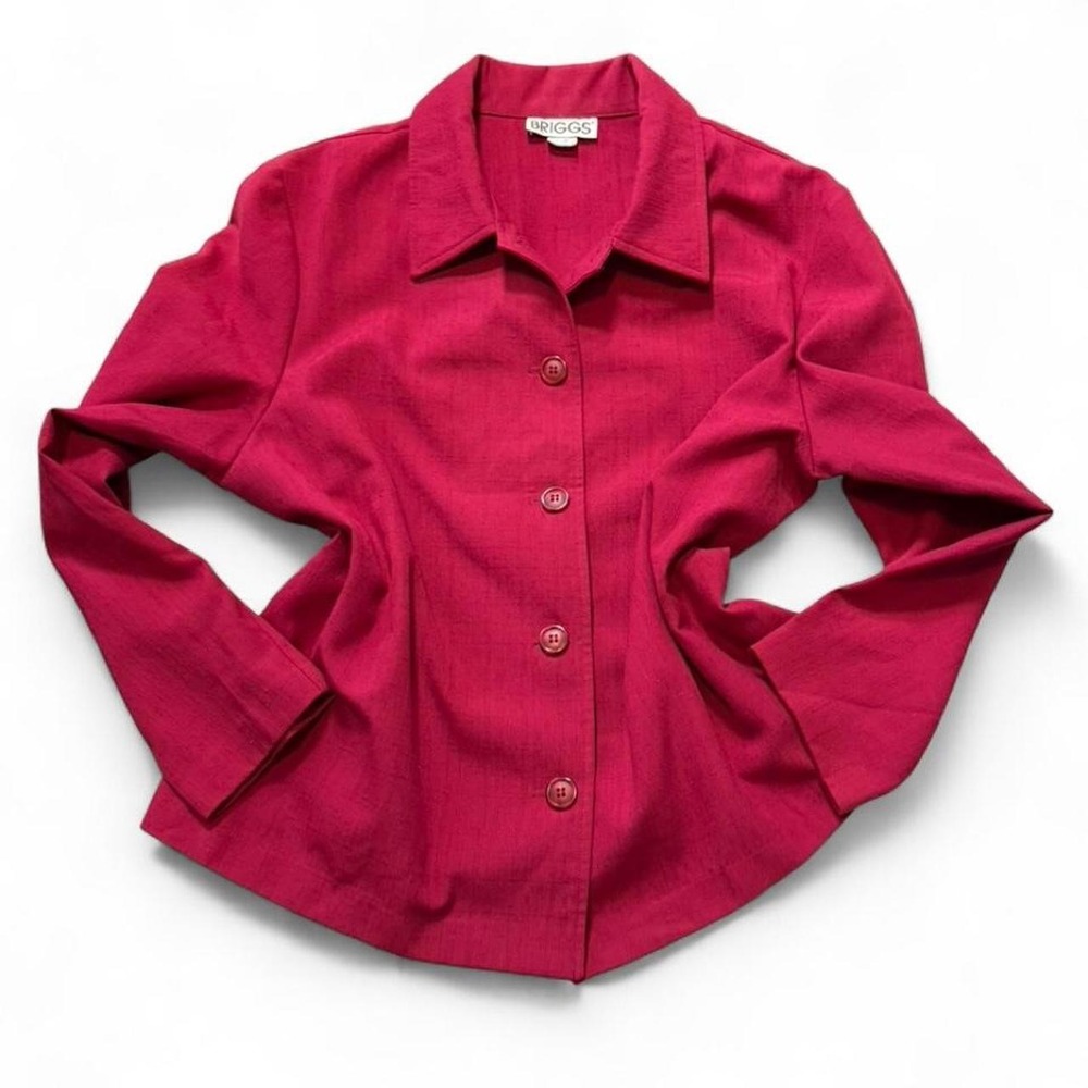 Vintage 90s Briggs Bold Red Button Up‎ Shacket Jacket, Women's Size XL